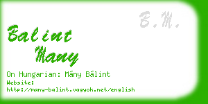 balint many business card